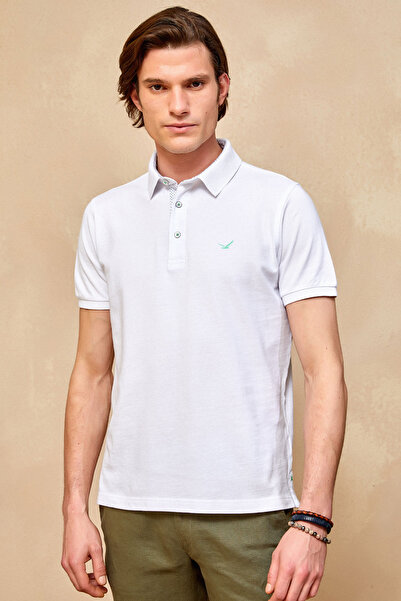 SMILE Barbados White 100% Cotton Polo T-Shirt