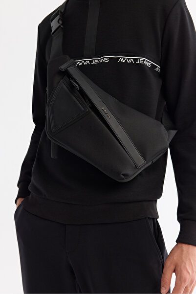 Avva Men's Black Adjustable Strap Waist Bag A42Y9112