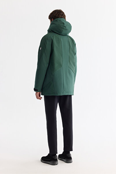 Avva Ανδρικό πράσινο παλτό με κουκούλα, αδιάβροχο, αντιανεμικό, Comfort Fit Coat A42Y6044
