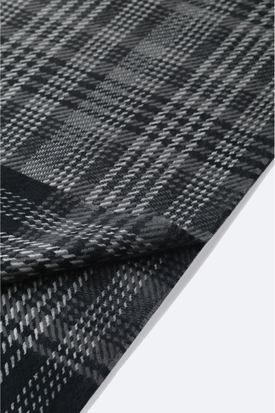 Avva Ανδρικό σάλι με μοτίβο με φούντες από γκρι μάλλινο μείγμα A42Y9412