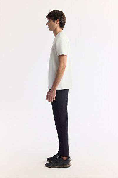 Avva Men's Ecru Crew Neck Printed Bi-Stretch Interlock Regular Fit T-Shirt A51Y1001