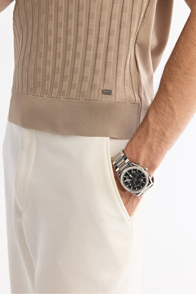 Avva Ανδρικό μπλουζάκι με φερμουάρ με λαιμόκοψη από βιζόν, πλεκτό από ρεγιόν, κανονική εφαρμογή A42Y5128