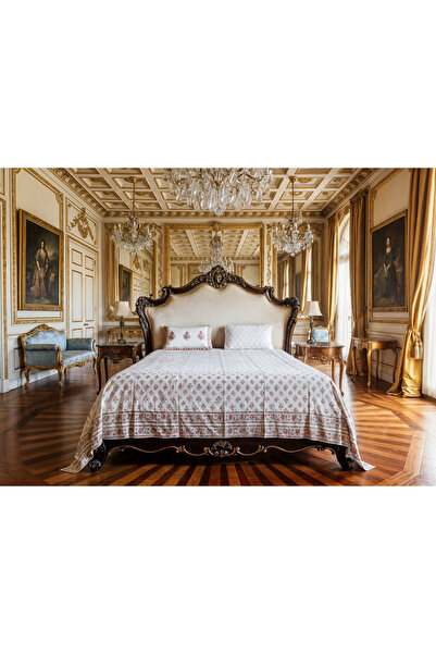 SARAS LABEL Heritage Block Print 100% Cotton Percale Bedsheet with 2 Pillowcases