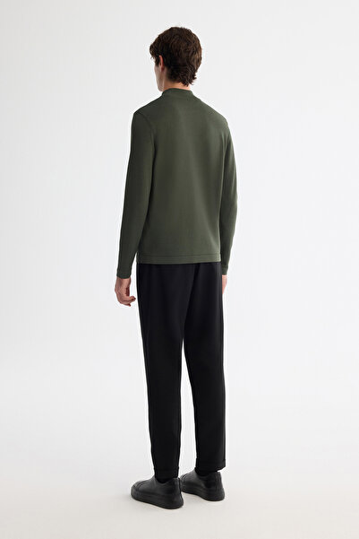 Avva Men's Khaki Half Turtleneck Rayon Knitwear Regular Fit Sweater A42Y5100