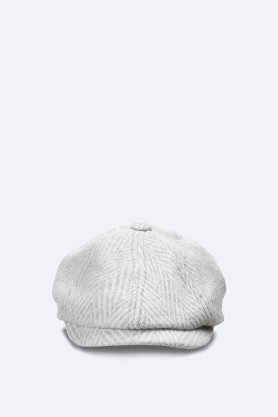 Avva Men's Ecru Wool Blend Patterned Cap Hat A42Y9280