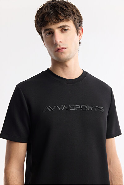 Avva Ανδρικό μπλουζάκι με στάμπα με λαιμόκοψη με δύο ελαστικότητες και κανονική εφαρμογή A51Y1001