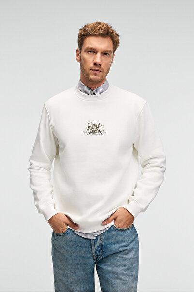 GRIMELANGE IRVING Чоловічий круглий комір, груди та передня частина Regular Fit Екрю Світшот