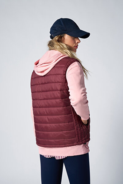 bilcee Унісекс бордовий жилет без рукавів на блискавці з кишенями 1268