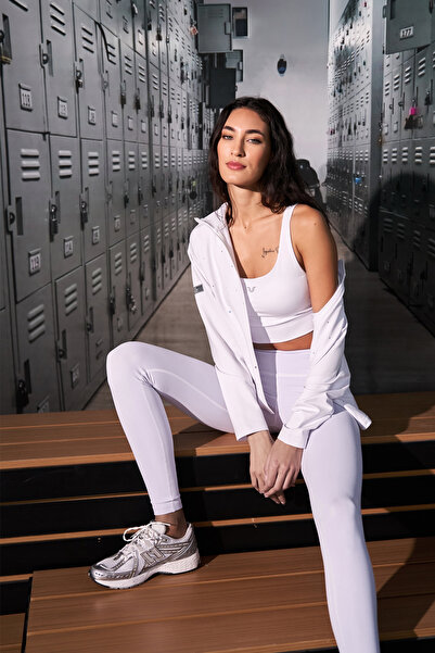 bilcee Women's White High Waist Stretchy and Firming Sports Leggings 4229