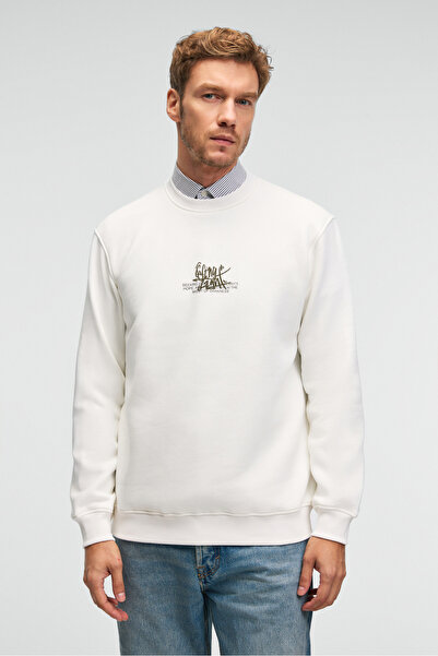 GRIMELANGE IRVING Чоловічий круглий комір, груди та передня частина Regular Fit Екрю Світшот