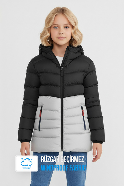 QAWWA Κοριτσίστικο παλτό με κουκούλα με χοντρή επένδυση