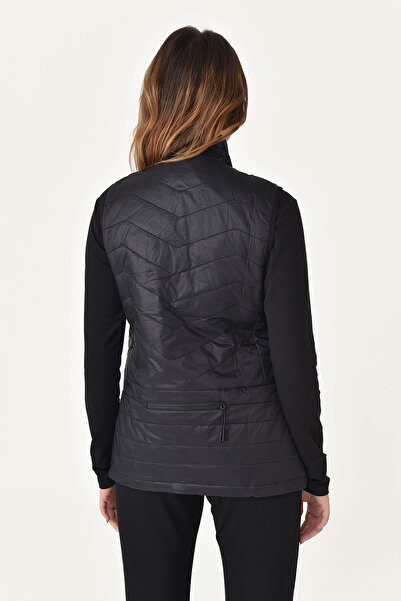 bilcee Women's Black Zero Sleeve Collared Windproof Three Seasons Vest 1267