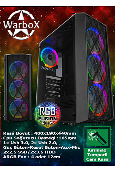 WARBOX WOLF 24" 180hz Monitör Xeon X5650 32gb Ram 256gb Ssd 250gb Hdd R7 240-4gb E.kartı Gaming Bilgisayar