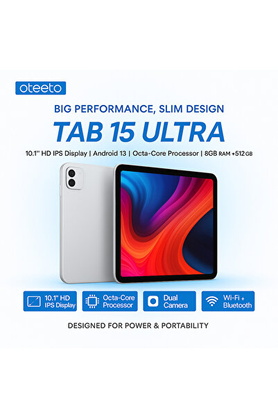 OTEETO TAB 15 ULTRA (Silver) — 10.1" HD, 8GB RAM, 512GB ROM, Android 13, 5G