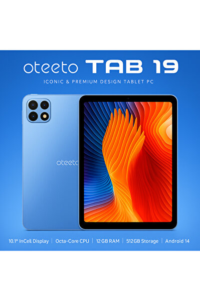 OTEETO TAB 19 – 10.1" Android 14 Tablet, 12GB RAM, 512GB ROM, Octa-Core, 13MP+8MP, 8000mAh