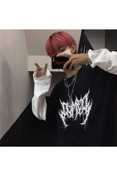 harmony factory Tricou unisex cu mâneci albe Harajuku Gothic Atrocity