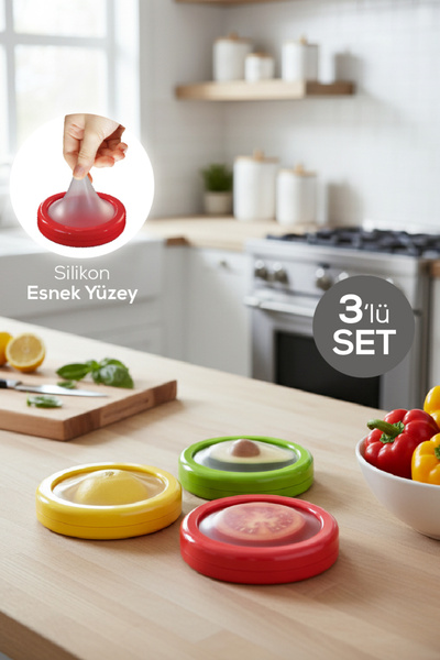 Vienev Set de 3 recipiente pentru conservarea fructelor și legumelor pentru frigider - cutie de depozitare pentru lămâie, ceapă, roșii