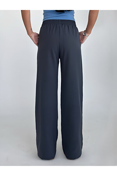 bilcee Women's Anthracite Ribbed Loose Fabric Trousers 4591