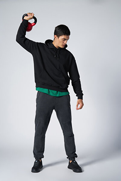 bilcee Peak Чоловічий чорний бавовняний худі з капюшоном і кишенями 7017