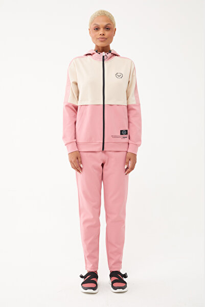 bilcee Women's Hooded Lycra Tracksuit Set - Cream 1625