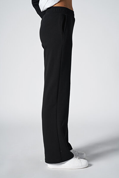 bilcee Peak γυναικείο μαύρο φαρδύ παντελόνι με τσέπες 7018