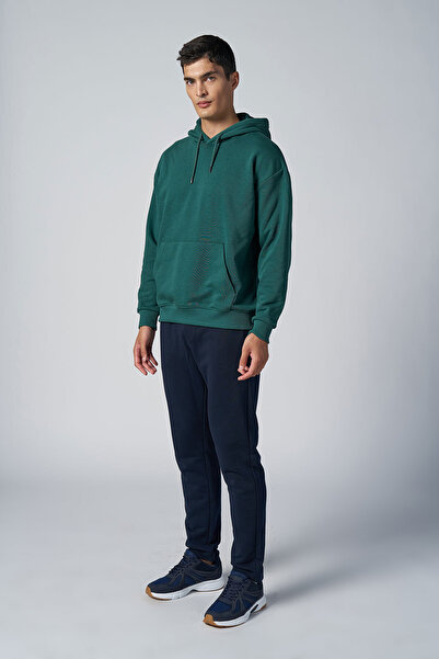 bilcee Peak Men's Green Cotton Kangaroo Pocket Hooded Sweatshirt 7017