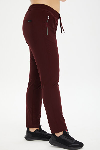 bilcee Women's Burgundy Plus Size Woven Slim Leg Outdoor Sweatpants 0806