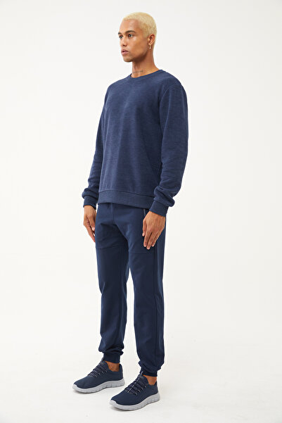 bilcee Чоловічий синій світшот з коміром-стійкою та м'якою текстурою 1664