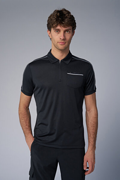 bilcee Ανδρικό μπλουζάκι μαύρο πόλο γιακά 4193