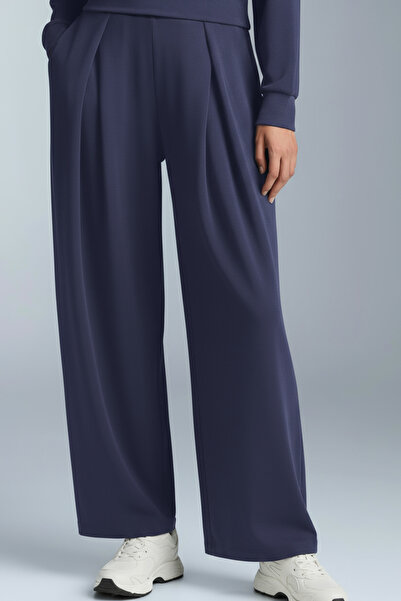 bilcee Women's Navy Blue Soft Textured Modal Cocoon Pants 4840