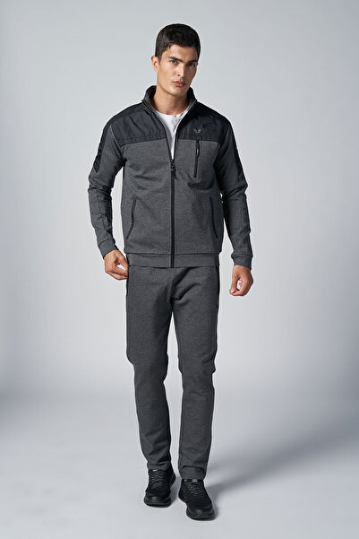 bilcee Men's Anthracite Woven Stand Collar Tracksuit 1564