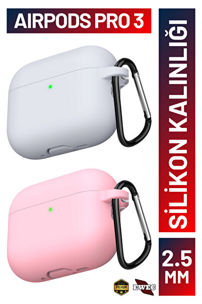 EWEC Set of Two |   Pro 3. Generation Compatible Light Gray and Pink Premium Silicone Earphone Case (2.5 mm Thickness)