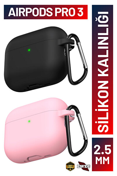 EWEC Set of Two |   Pro 3. Generation Compatible Black and Pink Premium Silicone Earphone Case (2.5 mm Thickness)
