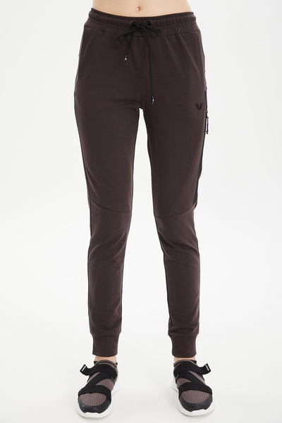 bilcee Γυναικείο Αθλητικό Φούτερ με Βαμβακερό Μακρύ Καφέ Ραβδωτό 0807