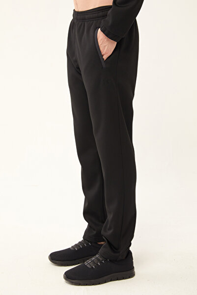 bilcee Μαύρο ανδρικό σετ αθλητικής φόρμας - Με κουκούλα, ελαστική μέση, μανίκια με φερμουάρ, με τσέπες 1521