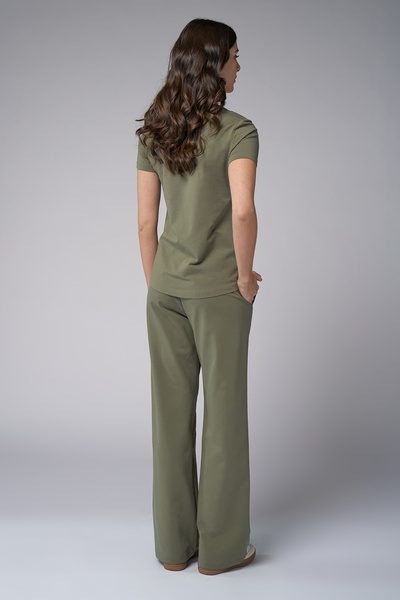 bilcee Γυναικείο μπλουζάκι με πράσινη πέτρα τσέπης 4077