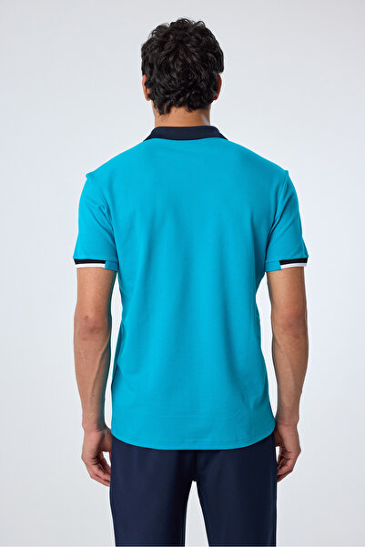 bilcee Ανδρικό μπλουζάκι με κοντομάνικο μπλουζάκι από μπλε βαμβακερό γιακά πόλο 9710