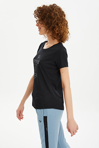 bilcee Γυναικείο μαύρο μπλουζάκι γρήγορου στεγνώματος ελαφριάς προπόνησης 0812