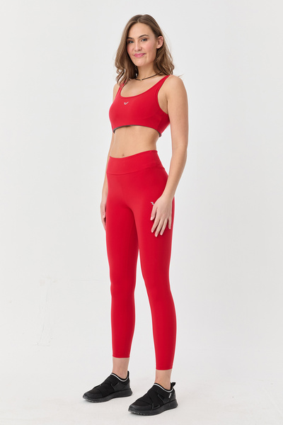 bilcee Kadın Kırmızı Yüksek Bel Toparlayıcı Full Likralı Sporcu Taytı 9729