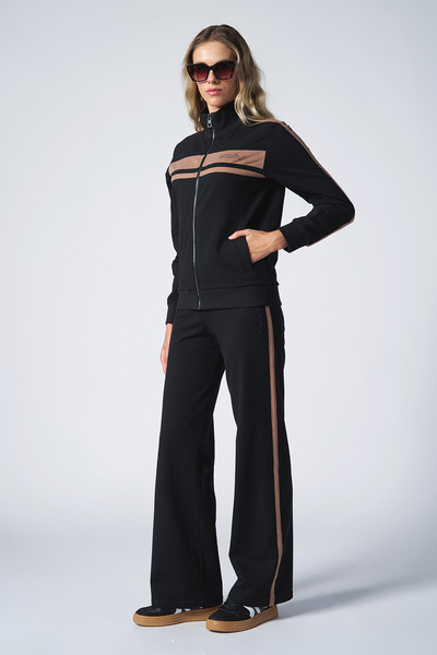 bilcee Γυναικείο Μαύρο Μόδα Σετ Φούτερ με Μαλακή Υφή 4565