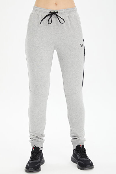 bilcee Γυναικείο γκρι βαμβακερό αθλητικό παντελόνι με ραβδώσεις 0807