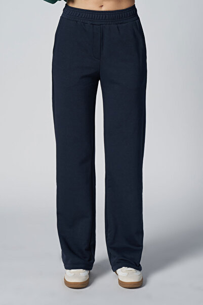 bilcee Peak Women's Navy Blue Wide Leg Pocket Sweatpants 7018