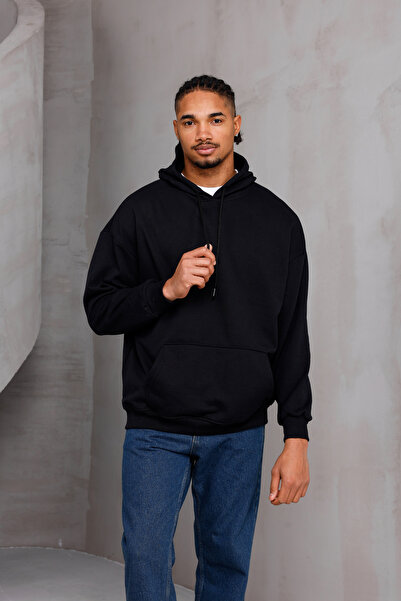 DARK MODA Φούτερ Unisex oversized με κουκούλα με τσέπη καγκουρό και κορδόνι