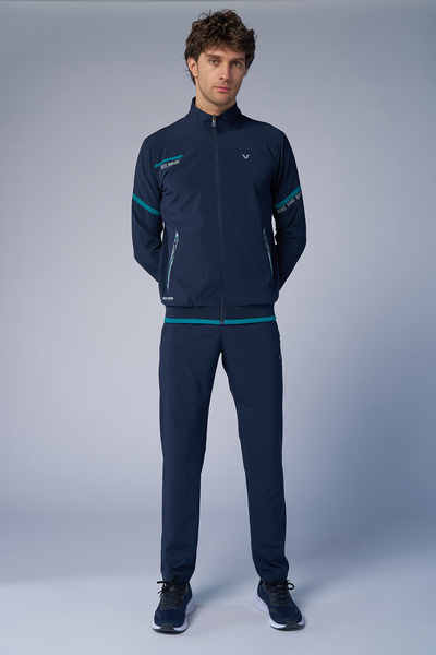 bilcee Ανδρικό σετ αθλητικής φόρμας με λεπτό ελαφρύ γιακά σε μπλε ναυτικό χρώμα 3956