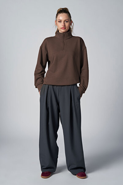 bilcee Γυναικείο φούτερ με φερμουάρ Peak Oversize 7012