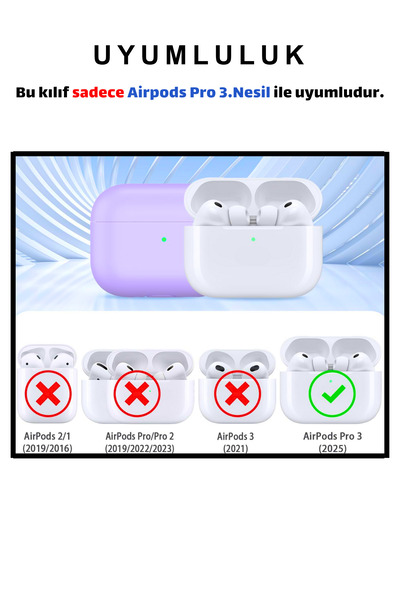 EWEC Set of Two |   Pro 3. Generation Compatible Light Gray and Lilac Premium Silicone Earphone Case (2.5 mm Thickness)