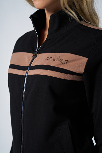 bilcee Γυναικείο Μαύρο Μόδα Σετ Φούτερ με Μαλακή Υφή 4565