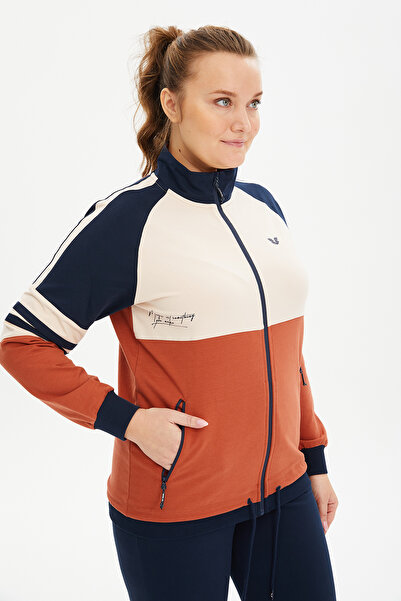 bilcee Καφέ Σετ φόρμας μεγάλου μεγέθους με γιακά και λεπτομέρεια εκτύπωσης 0797