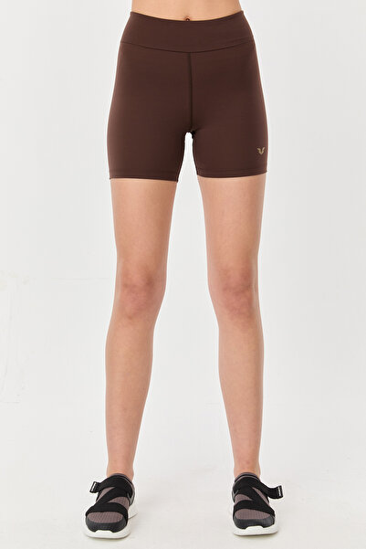 bilcee Women's Brown High Waist Short Length Biker Athlete Leggings 9730
