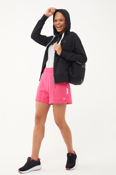 bilcee Women's Black Organic Cotton Sporty Tracksuit Top 0728